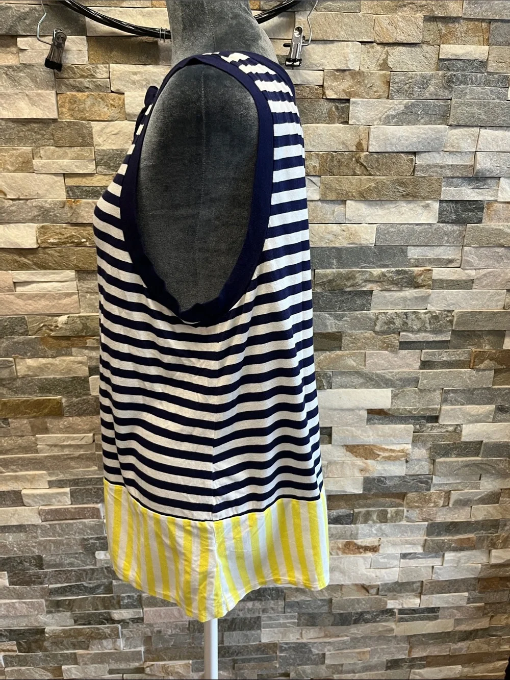 kate spade Navy, White & Yellow Striped Sleeveless Tank